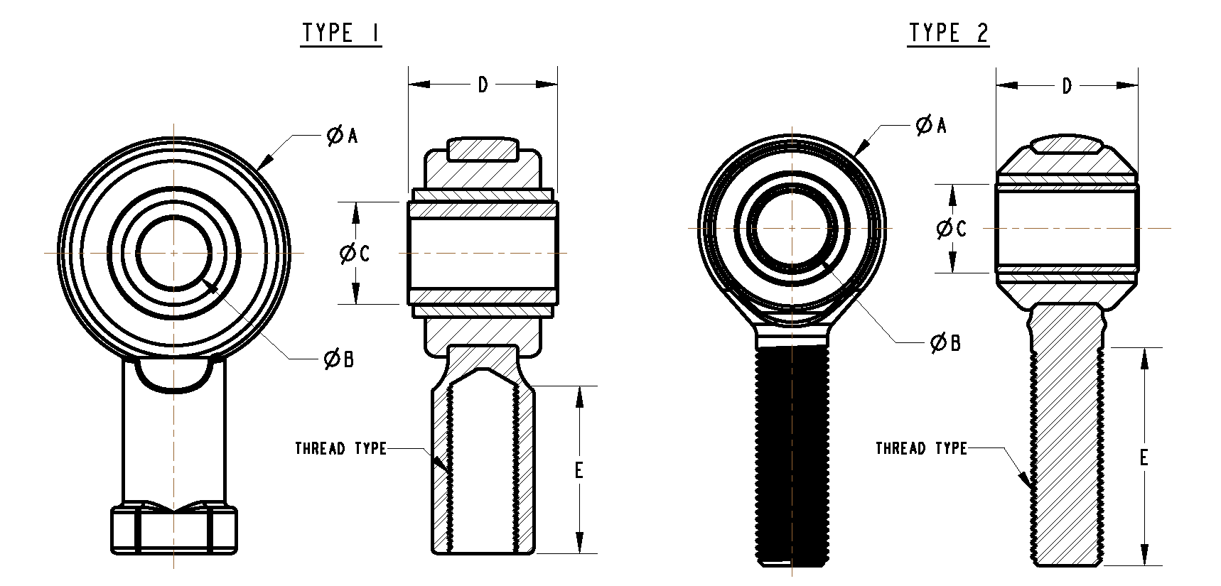 Specification Sheet of a Rod-End Rubber Bushing