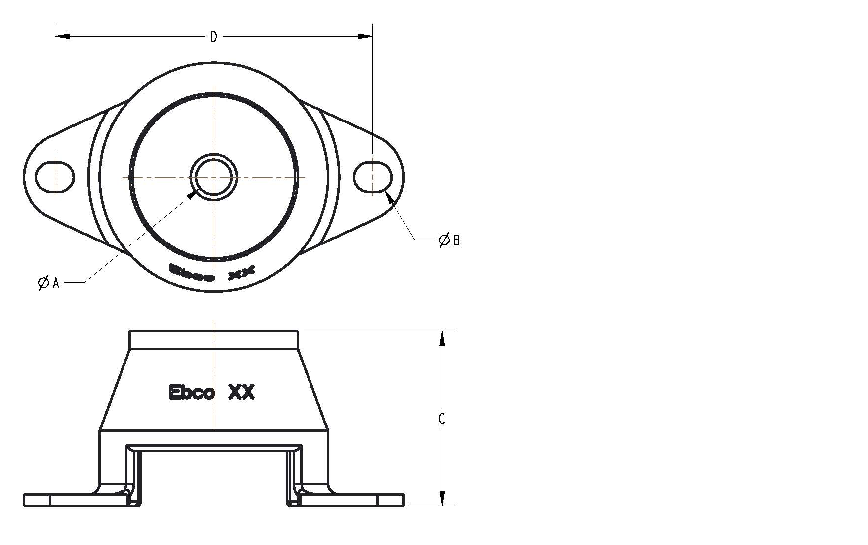 Diagram of a Bridge Rubber Plate Mount