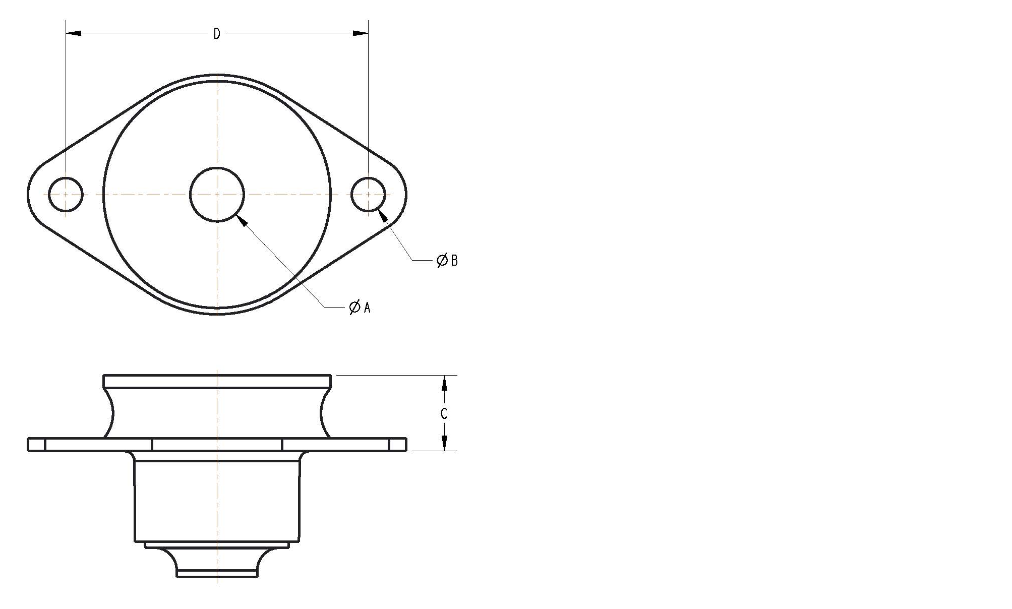 Diagram of a Flange Rubber Mount