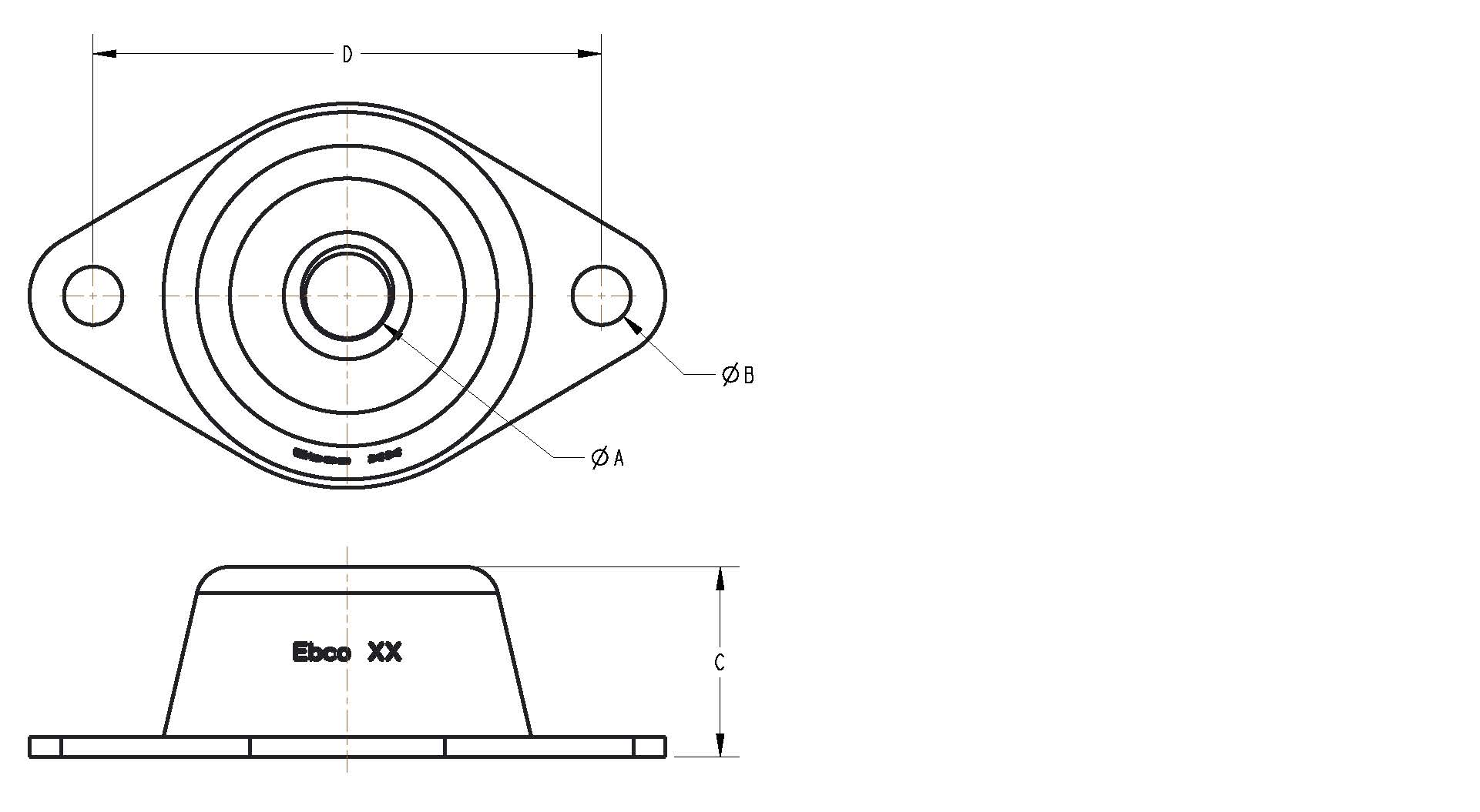 Diagram of a Low Profile Plate Anti-Vibration Isolator