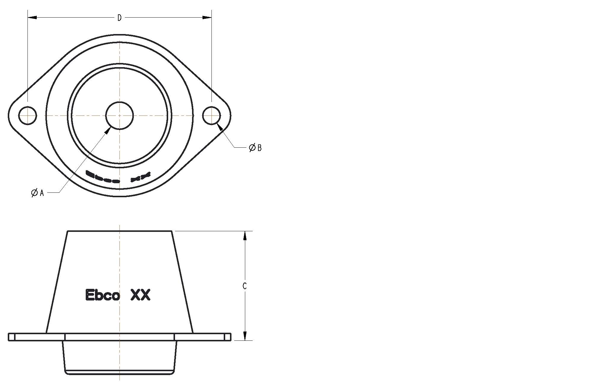 Diagram of a Pedestal Style Anti-Vibration Isolator