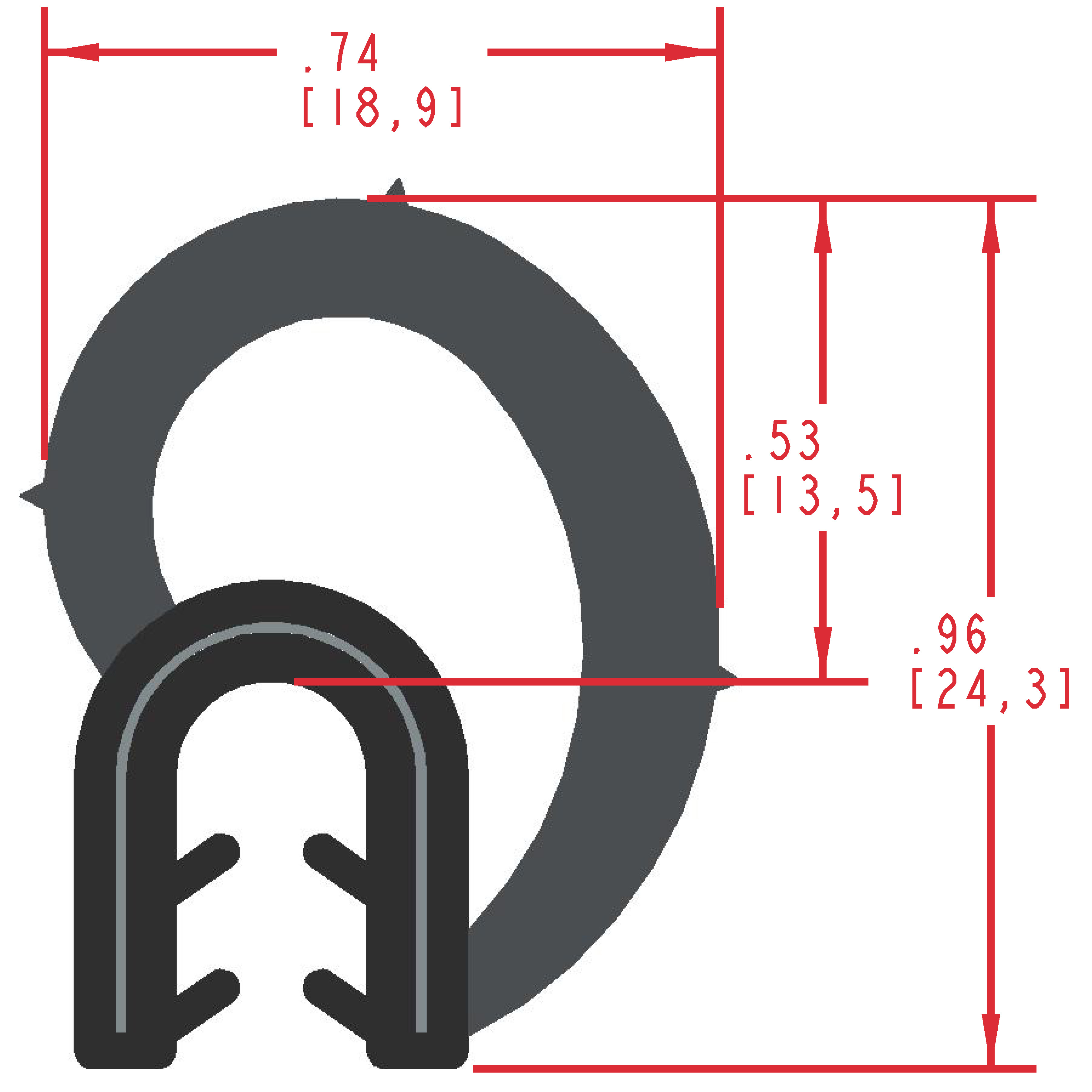 Side Bulb Rubber Seals Ebco, Inc 8475319500