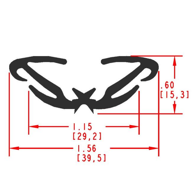 Flocked Glass Channel Seal with flaps