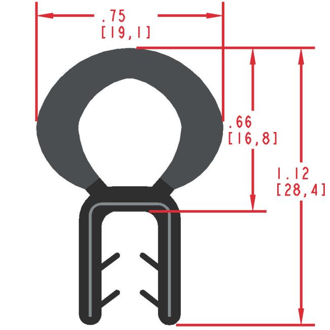 Rubber Seal with Top Bulb, Profile MC1000