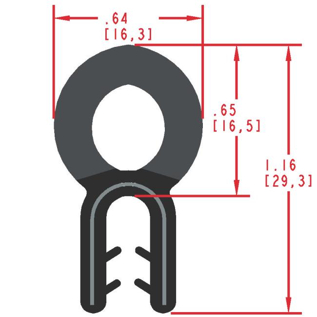 Rubber Seal with Top Bulb, Profile MC1020