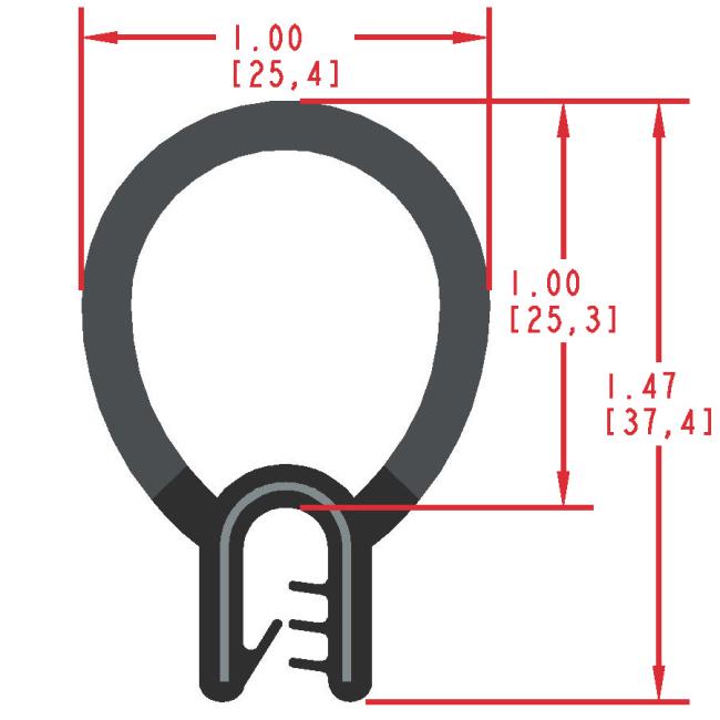 Rubber Seal with Top Bulb, Profile MC1023