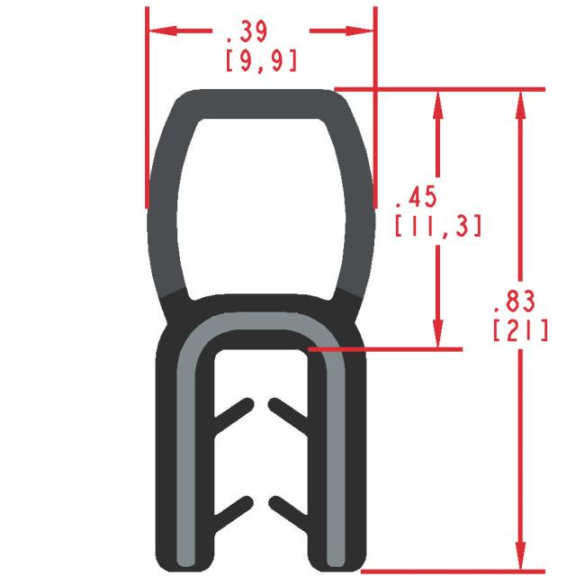 Rubber Seal with Top Bulb, Profile MC1025