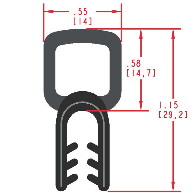 Rubber Seal with Top Bulb, Profile MC1031