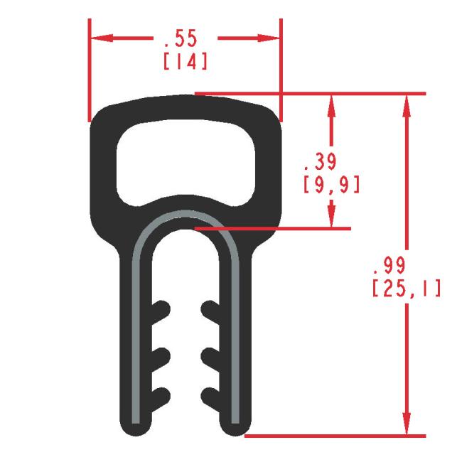 Rubber Seal with Top Bulb, Profile MC1032