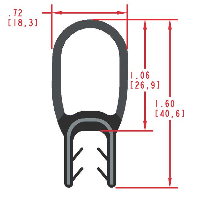 Rubber Seal with Top Bulb, Profile MC1070