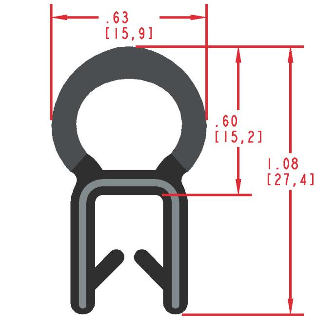 Rubber Seal with Top Bulb, Profile MC1080