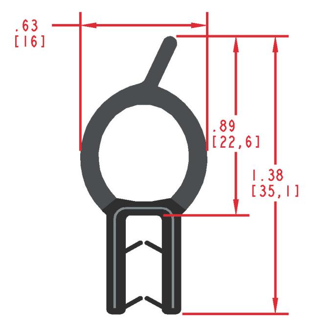 Rubber Seal with Top Bulb, Profile MC1800