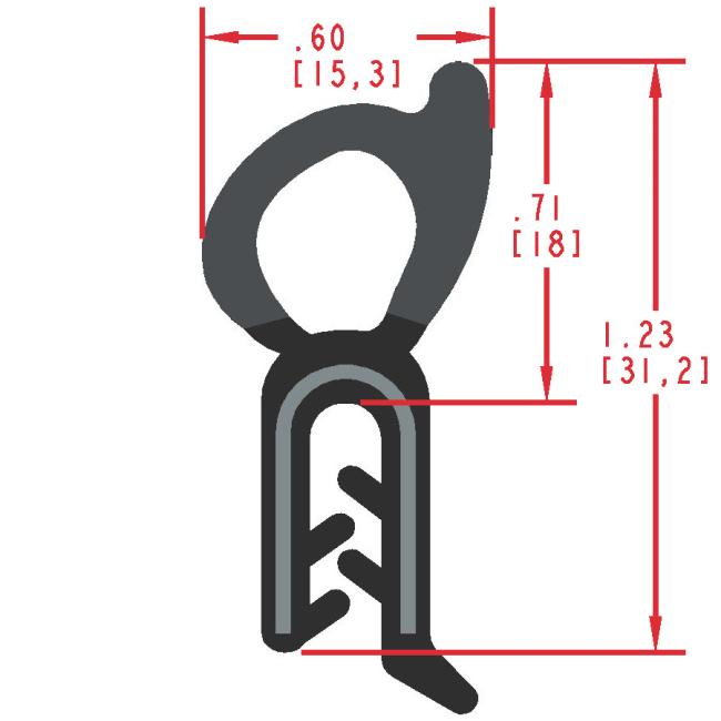 Rubber Seal with Top Bulb, Profile MC1810