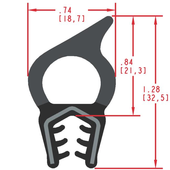 Rubber Seal with Top Bulb, Profile MC1850