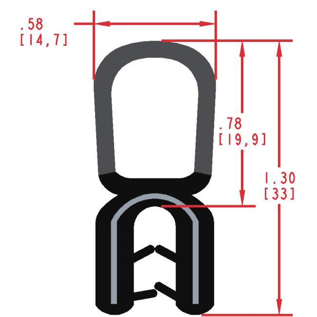 Rubber Seal with Top Bulb, Profile MC1890