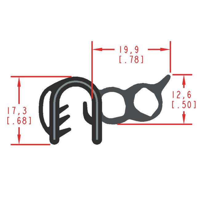 Side Bulb Rubber Seal, Profile MC5035