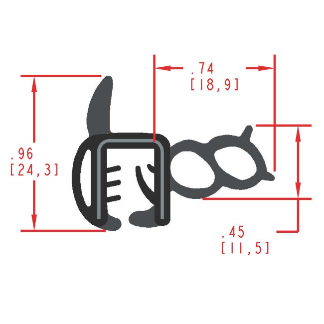 Side Bulb Rubber Seal, Profile MC5038