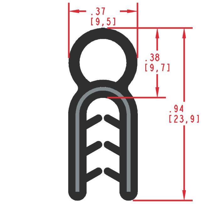 Rubber Seal with Top Bulb, Profile MC9100