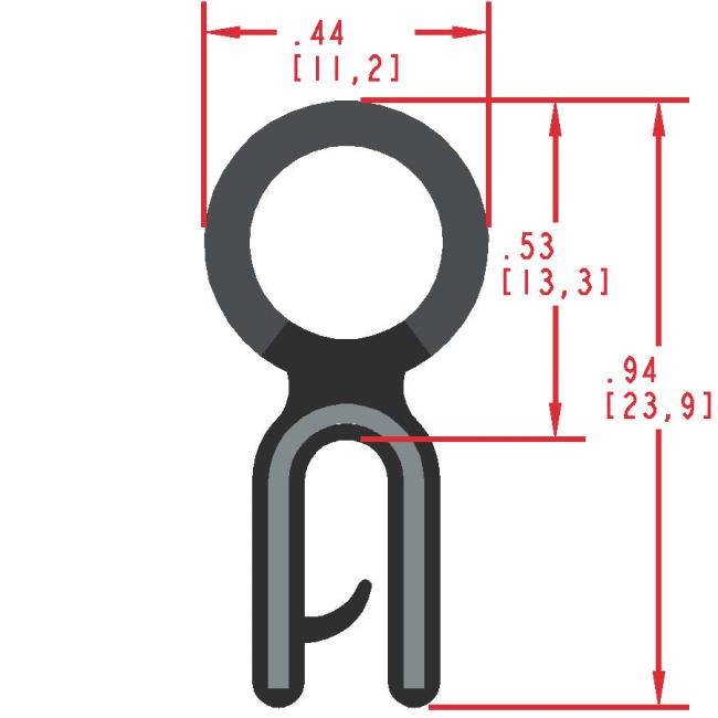 Rubber Seal with Top Bulb, Profile MC915