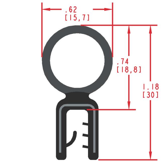 Rubber Seal with Top Bulb, Profile MC925