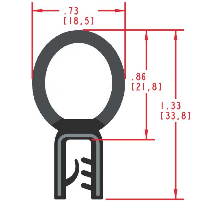 Rubber Seal with Top Bulb, Profile MC1021