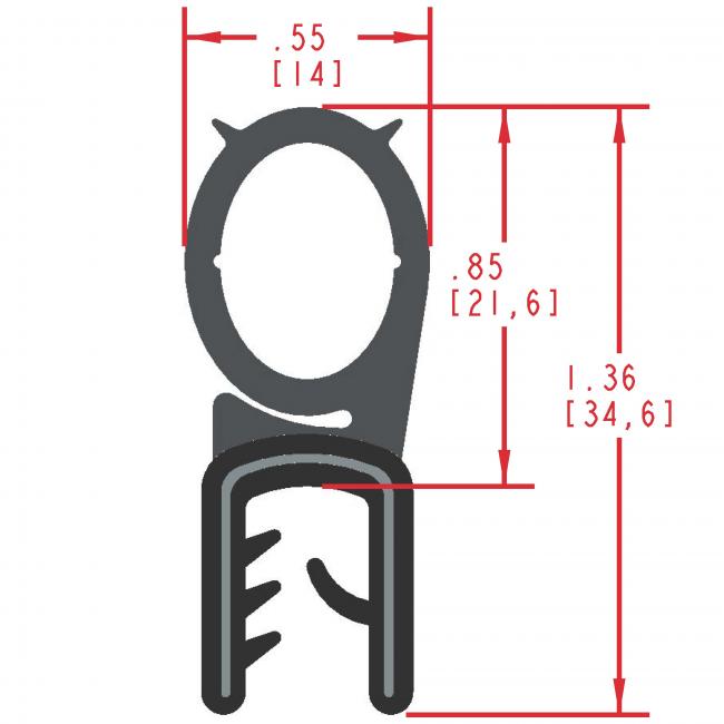 Rubber Seal with Top Bulb, Profile MC1022