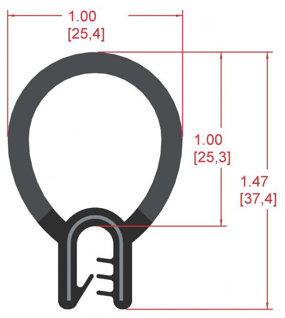 Rubber Seal with Top Bulb, Profile MC1023