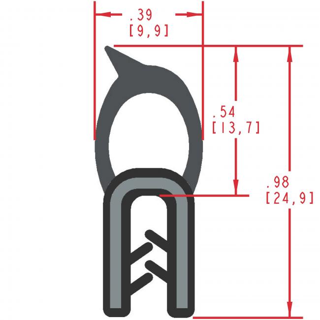 Rubber Seal with Top Bulb, Profile MC1028