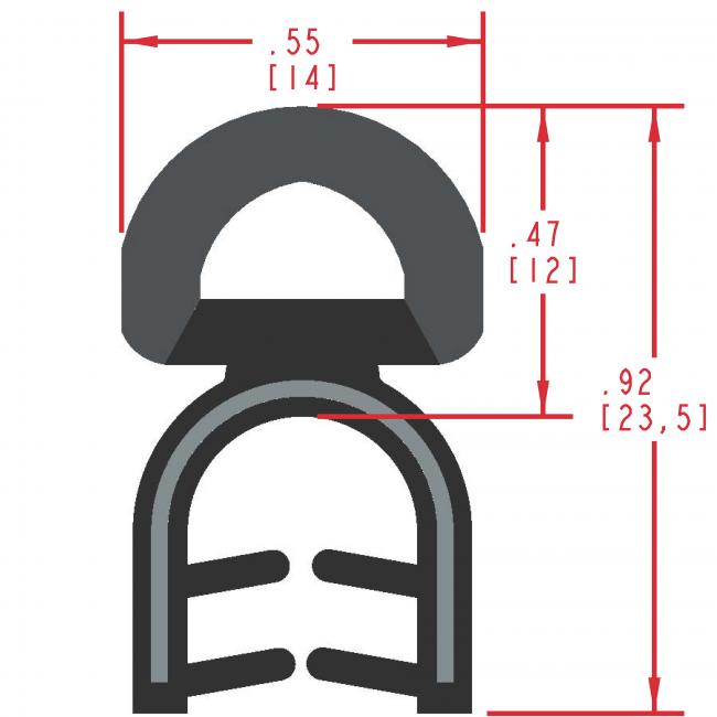 Rubber Seal with Top Bulb, Profile MC1030