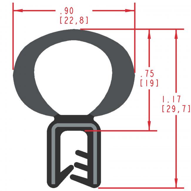 Rubber Seal with Top Bulb, Profile MC1050