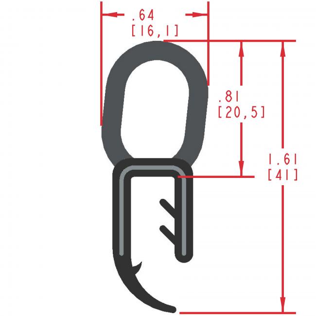 Rubber Seal with Top Bulb, Profile MC1100