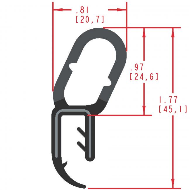 Rubber Seal with Top Bulb, Profile MC1105