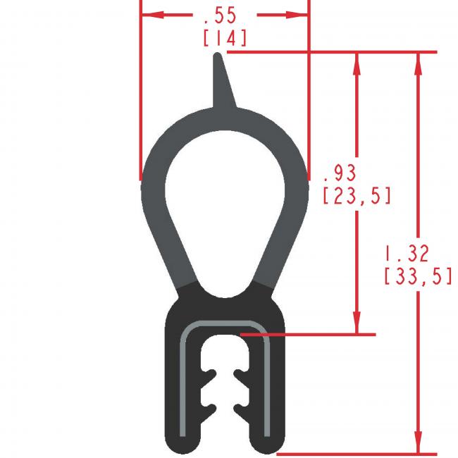 Rubber Seal with Top Bulb, Profile MC1820