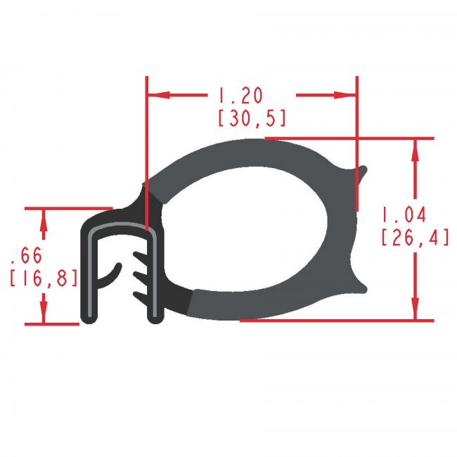 Side Bulb Rubber Seal, Profile MC1885