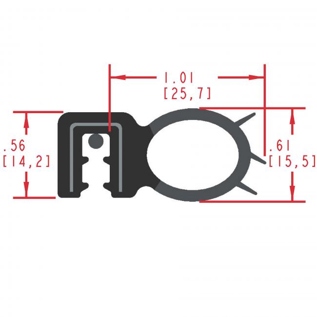 Side Bulb Rubber Seal, Profile MC1900