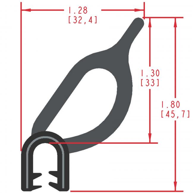 Rubber Seal with Top Bulb, Profile MC2100