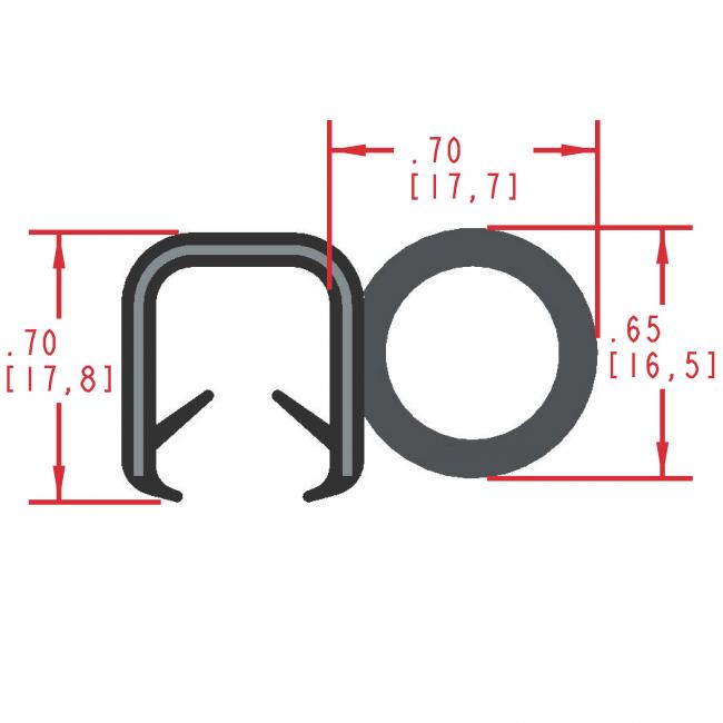 Side Bulb Rubber Seal, Profile MC300