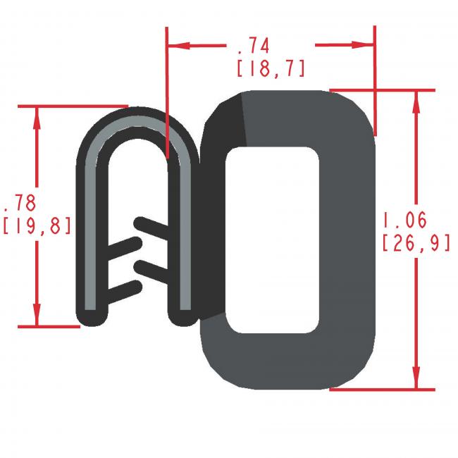 Side Bulb Rubber Seal, Profile MC5000