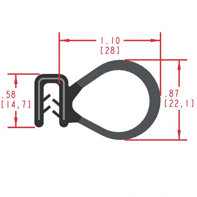 Side Bulb Rubber Seal, Profile MC5112