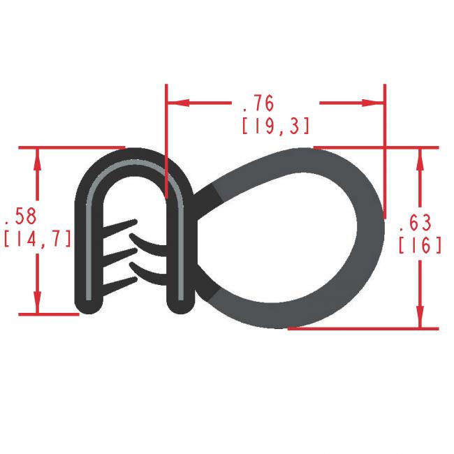 Side Bulb Rubber Seal, Profile MC5140