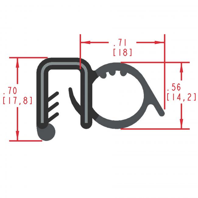 Side Bulb Rubber Seal, Profile MC5150