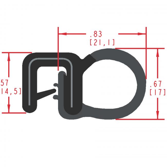 Side Bulb Rubber Seal, Profile MC5155