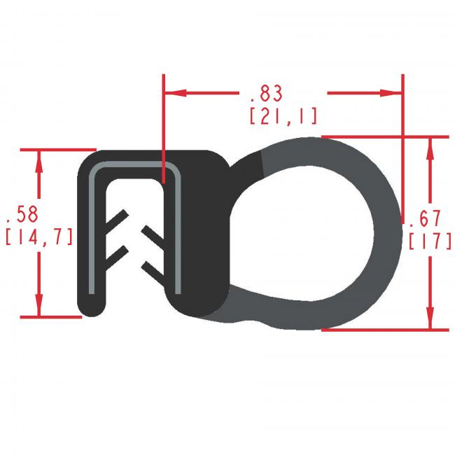 Side Bulb Rubber Seal, Profile MC5156