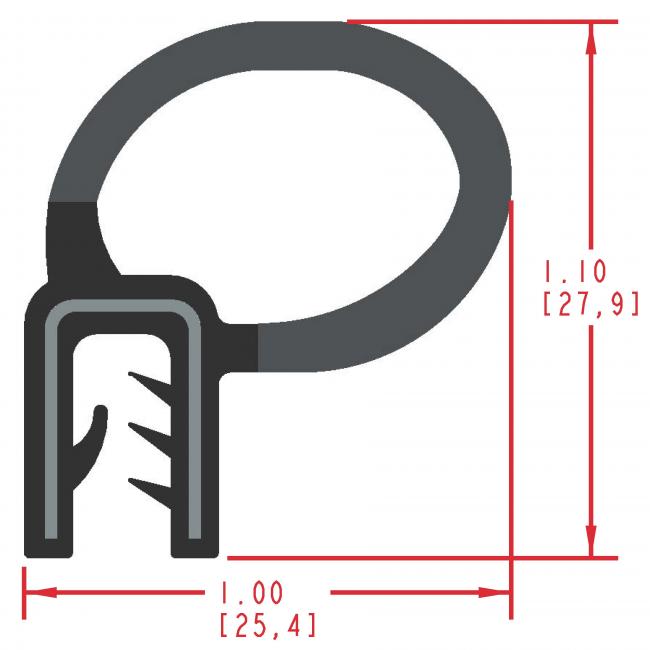 Side Bulb Rubber Seal, Profile MC5160