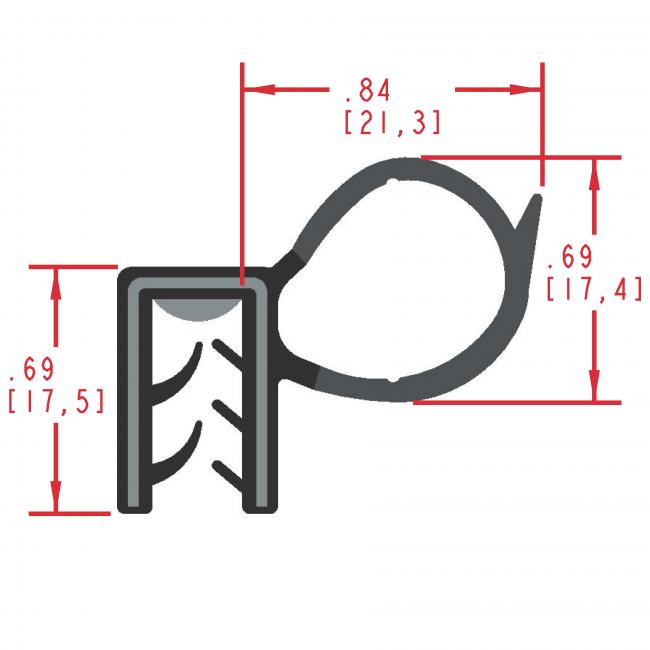 Side Bulb Rubber Seal, Profile MC5172