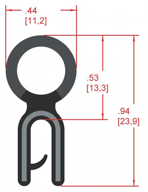 Rubber Seal with Top Bulb, Profile MC915