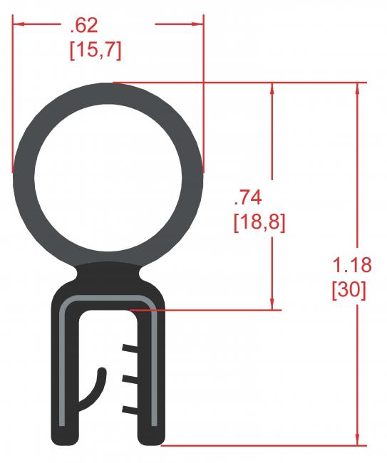 Rubber Seal with Top Bulb, Profile MC925
