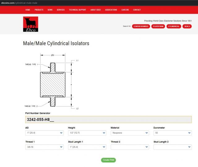 Cylindrical Mount, Part Number Generator, Rubber Mount